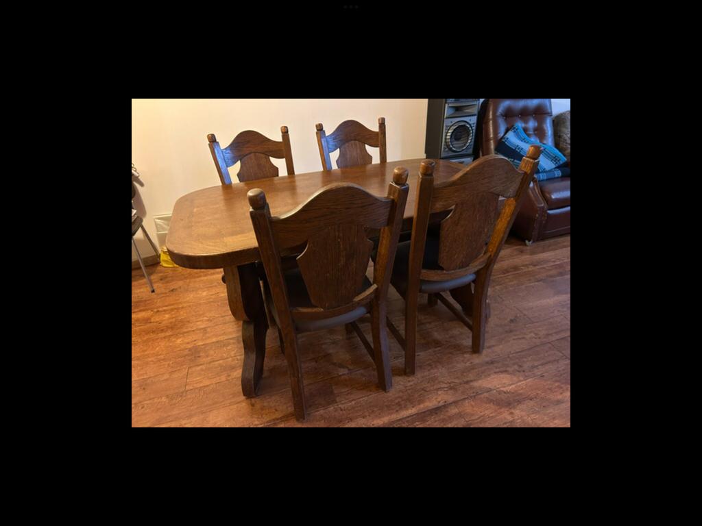 Eettafel met stoelen, Huis en Inrichting, Tafels | Eettafels, Ophalen of Verzenden, Gebruikt, Rechthoekig, 50 tot 100 cm