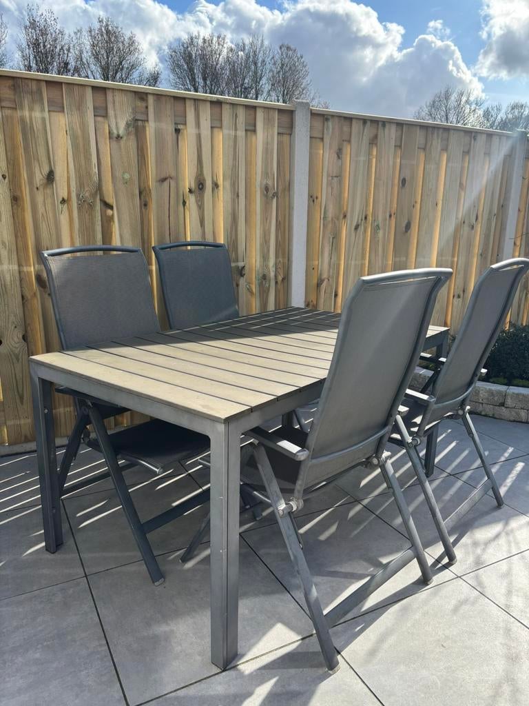 Tuinset, tafel met vier stoelen, Tuin en Terras, Tuinsets en Loungesets, Ophalen, 4 zitplaatsen, Gebruikt, Eettafel