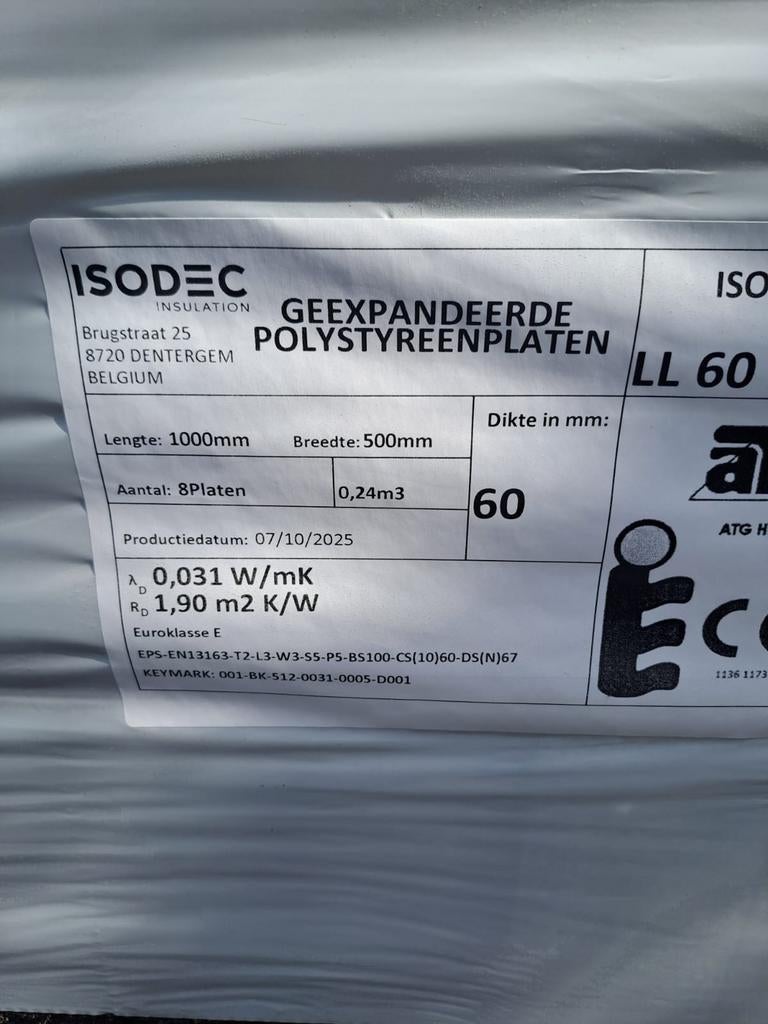 EPS isolatieplaten, wapeningsgaas, kantplank en muurpennen, 4 tot 8 cm, Nieuw, Ophalen of Verzenden, Minder dan 5 m²