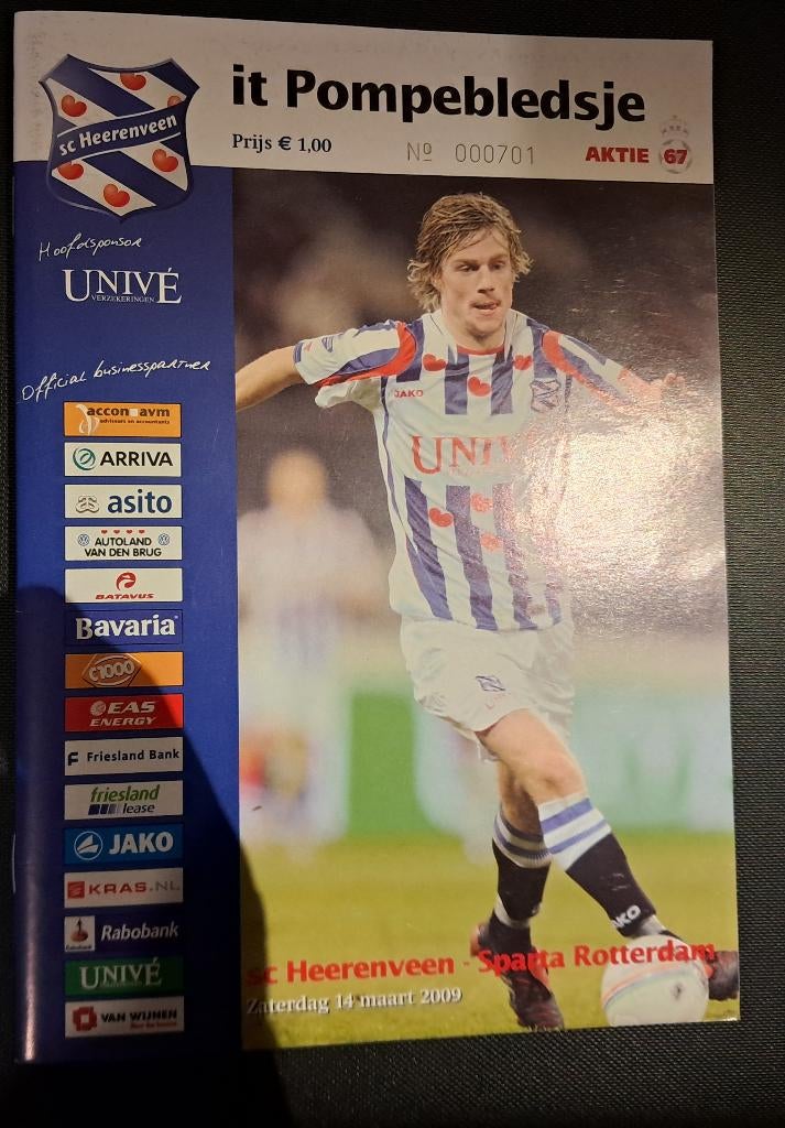 SC Heerenveen - Sparta 2008/2009, Verzamelen, Ophalen of Verzenden, Zo goed als nieuw, Overige binnenlandse clubs, Boek of Tijdschrift
