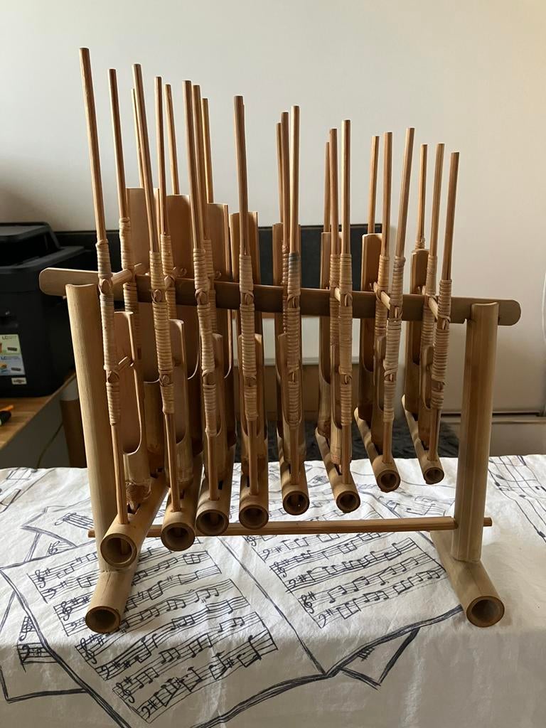 Angklung traditioneel indonesisch muziekinstrument bamboe, Muziek en Instrumenten, Ophalen, Gebruikt