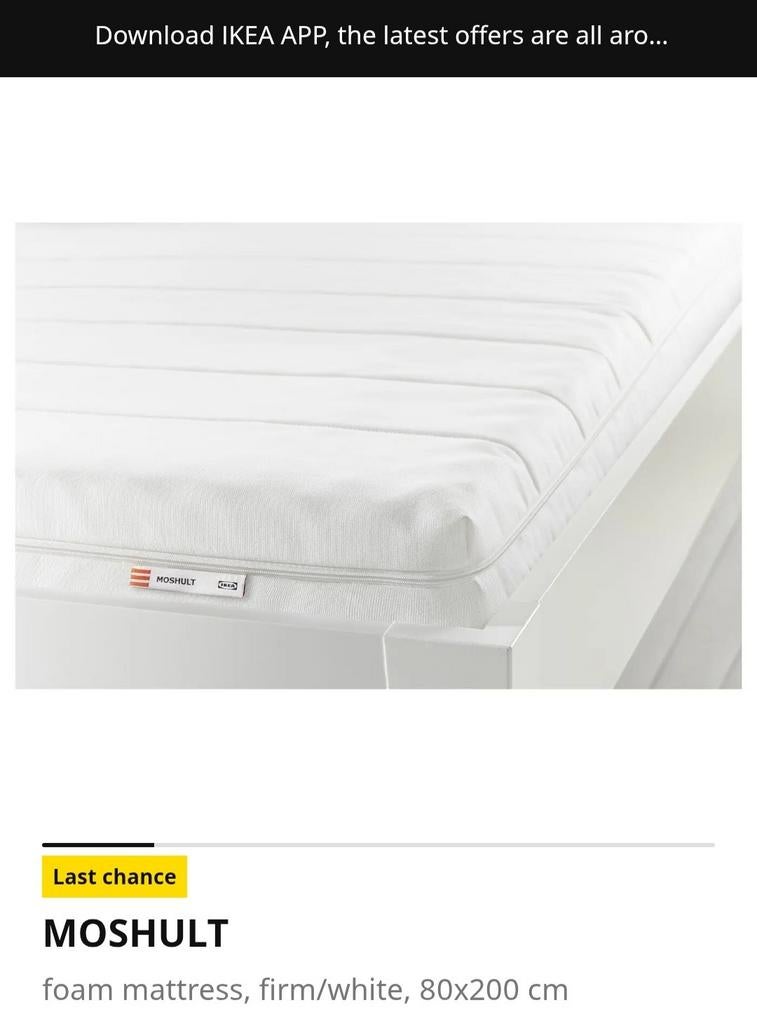 IKEA matras 80x200 cm, Huis en Inrichting, Slaapkamer | Matrassen en Bedbodems, Zo goed als nieuw, Matras, 80 cm, 200 cm, Eenpersoons