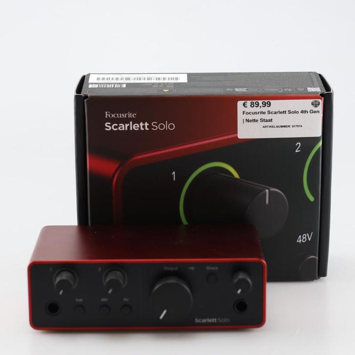 Focusrite Scarlett Solo 4th Gen | Nette Staat, Computers en Software, Pc speakers, Zo goed als nieuw