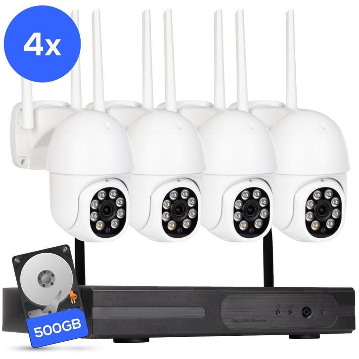 Teceye WiFi beveiligingsset 4 camera's + 500GB opslag CCTV, Audio, Tv en Foto, Videobewaking, Nieuw, Buitencamera, Ophalen of Verzenden
