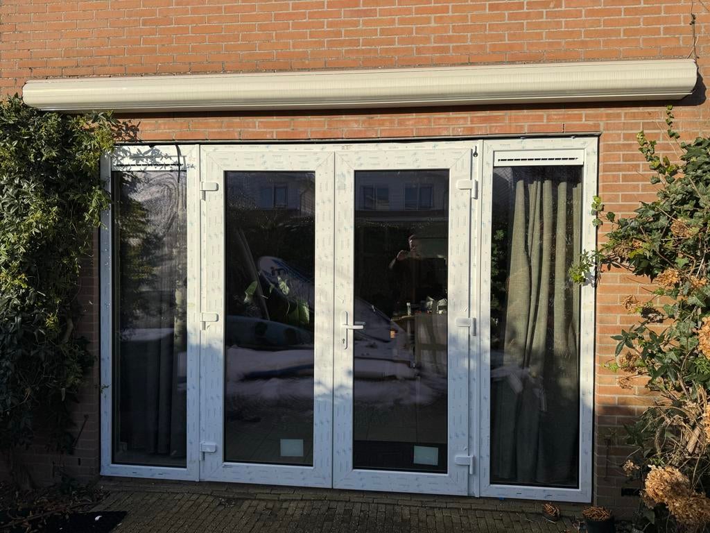 Kunststof pui met dubbele openslaande deur, Ophalen, Kunststof, 120 cm of meer, 215 cm of meer