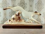 Hazewind beeld art deco vintage bruin creme hond art deco, Ophalen of Verzenden, Gebruikt, Dier