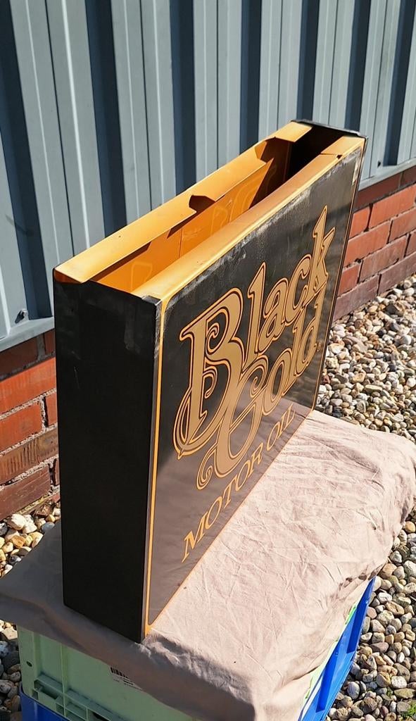Black Gold Motor Oil Lichtbak Plaat - Vintage Reclame, Ophalen, Reclamebord, Gebruikt, .