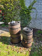 2x Regenton Kunststof Houtlook met Koppelstukken, Tuin en Terras, Regentonnen, 150 liter of meer, Ophalen of Verzenden