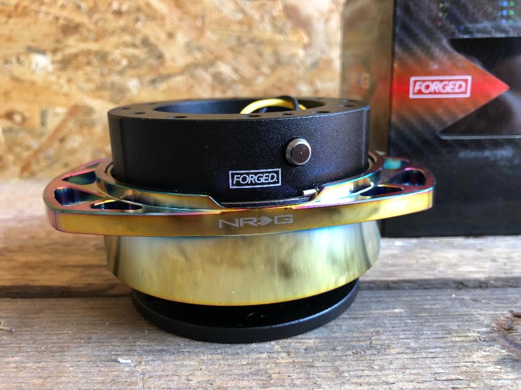 NRG Race Handle Quick release neochrome stuurnaaf snapoff, Auto diversen, Tuning en Styling, Ophalen of Verzenden