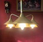 Vintage hanglamp - kroonluchter messing goud, Ophalen of Verzenden, Gebruikt, Glas