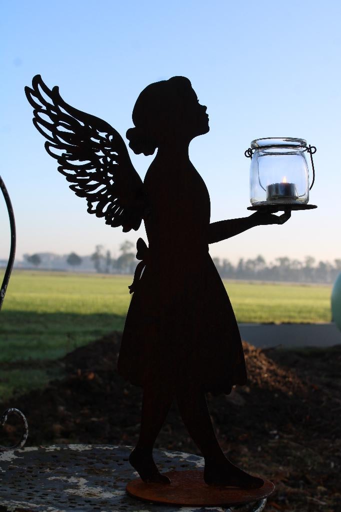 Engel roest staal tuin schouw, Tuin en Terras, Tuinbeelden, Nieuw, Metaal, Ophalen