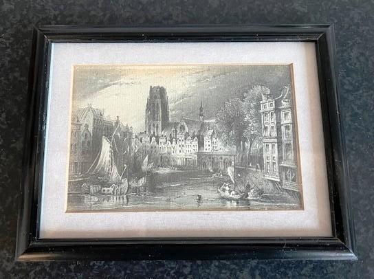 foto lijstje Gezicht op Rotterdam - Nieuwe Maas, Antiek en Kunst, Verzenden