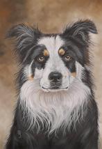 Schilderij border collie 2 met lijst - hondenschilderij hond, Ophalen of Verzenden