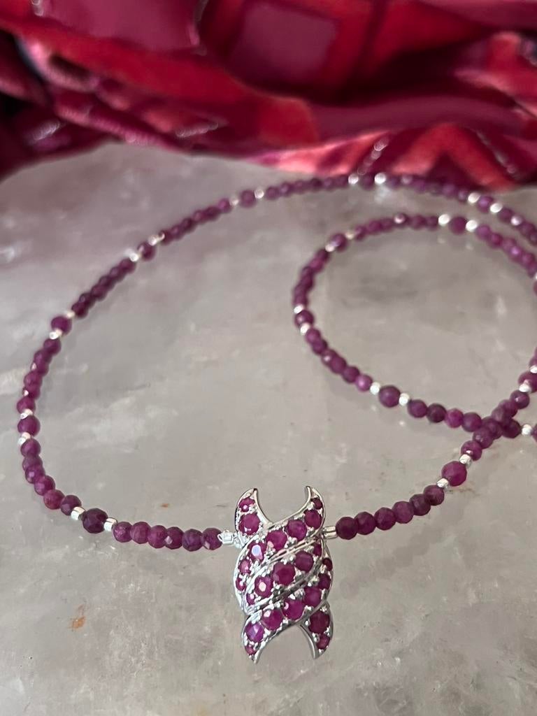 Robijn hanger & ketting zilver beschermt liefde passie SALE, Sieraden, Tassen en Uiterlijk, Kettingen, Nieuw, Ophalen of Verzenden