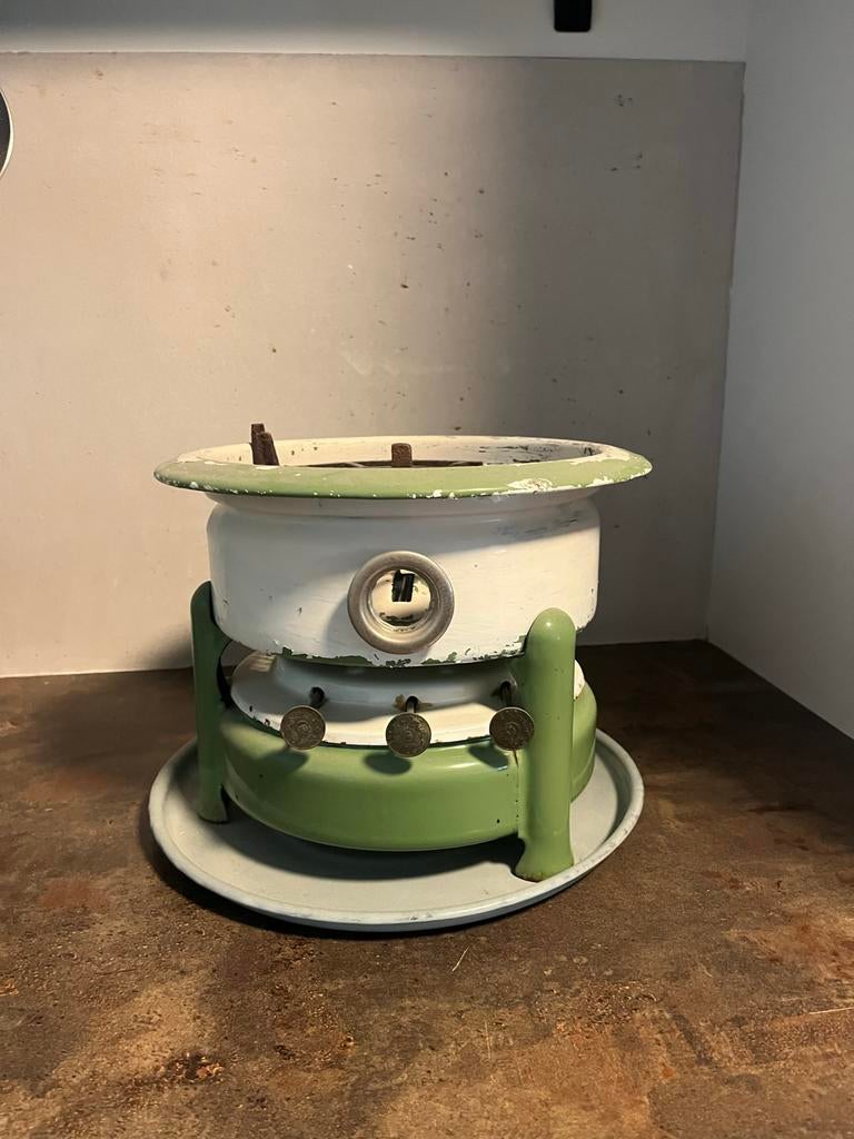 Vintage Petroleumstel - Groen/Wit Emaille, Witgoed en Apparatuur, Fornuizen, Ophalen, Gebruikt, Gas