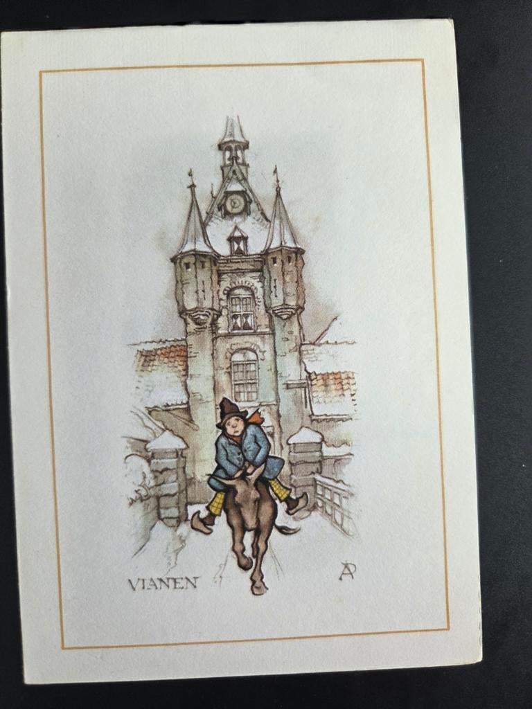 Ansichtkaart Vianen - Jongen op ezel in de sneeuw, Verzamelen, Ansichtkaarten | Nederland, Ophalen of Verzenden, Voor 1920, Ongelopen