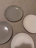 4 Nieuwe Xenos dinerborden - Crème & Kaki met gouden rand, Ophalen of Verzenden, Nieuw, Effen, Bord(en)