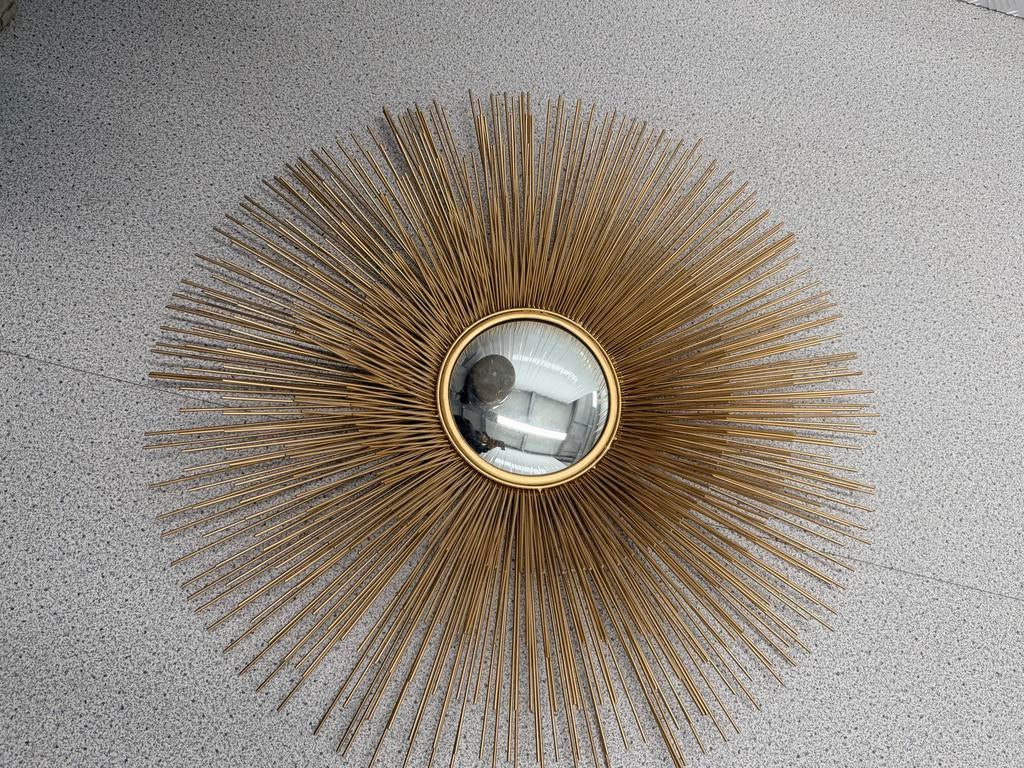Eichholtz Gouden spiegel met zonnestraal design, Huis en Inrichting, Gebruikt, Rond, Ophalen of Verzenden, Minder dan 100 cm