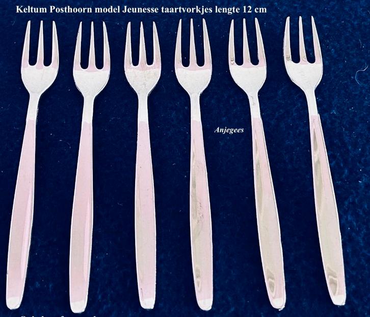 Keltum Posthoorn Jeunesse 6 taartvorkjes € 30  bestek, Antiek en Kunst, Antiek | Bestek, Ophalen