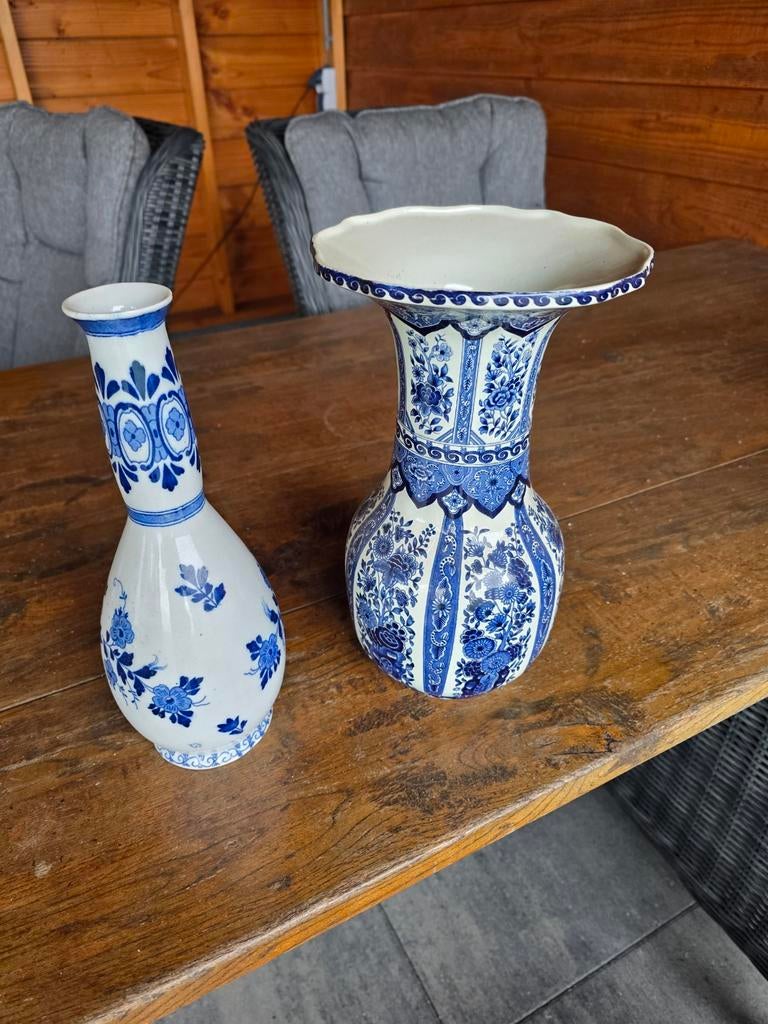 Twee antieke Delfts blauwe vazen, Boch en 't Delftsche, Antiek en Kunst, Ophalen