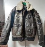 Pilotenjas Nickelson bruin leren jas emblemen maat L, Maat 52/54 (L), Bruin, Nickelson, Ophalen of Verzenden