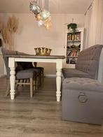 Eetkamer set: bankje, 3 stoelen en poef, Huis en Inrichting, Ophalen, Gebruikt, Minder dan 4 stoelen