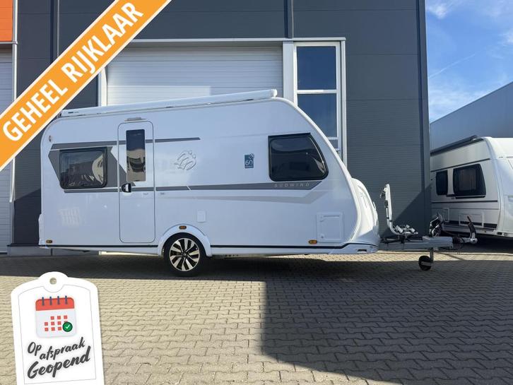 Knaus Sudwind 60 Years 450 FU Thule luifel -, Caravans en Kamperen, Caravans, Bedrijf, tot en met 4, Rondzit, Knaus, Frans bed