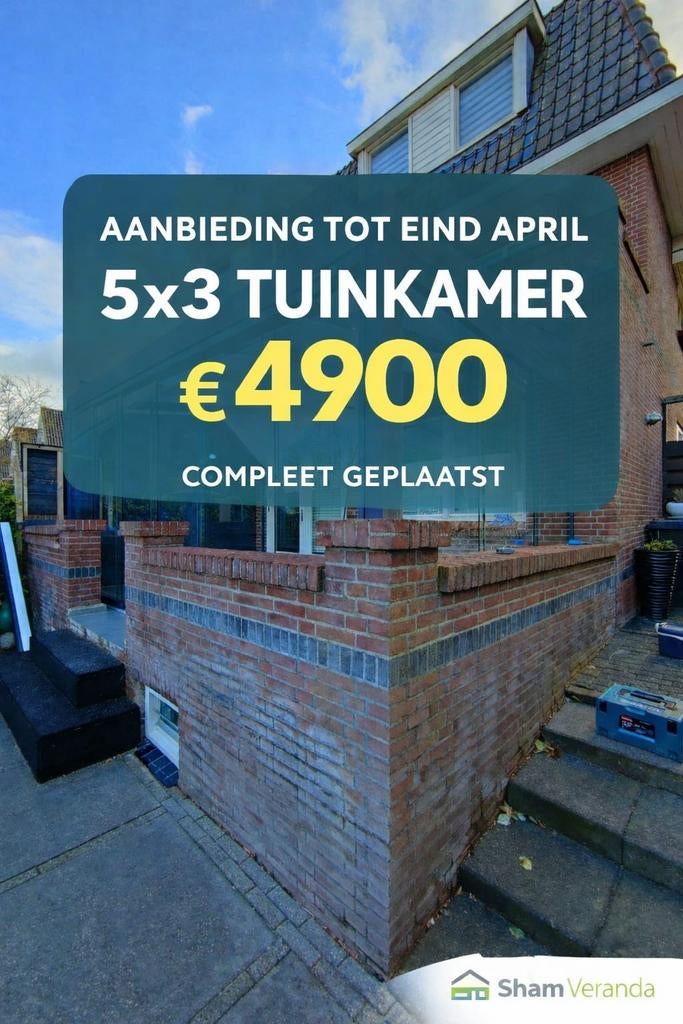 5x3 Tuinkamer - Compleet Geplaatst - Aanbieding!, Sham Veranda, Serre, Info@shamveranda.nl, Nieuw
