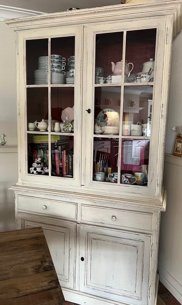 Unieke landelijke buffetkast antiek wit 222cm H/ 127cm B, Huis en Inrichting, Kasten | Buffetkasten, Ophalen, 200 cm of meer, Grenenhout