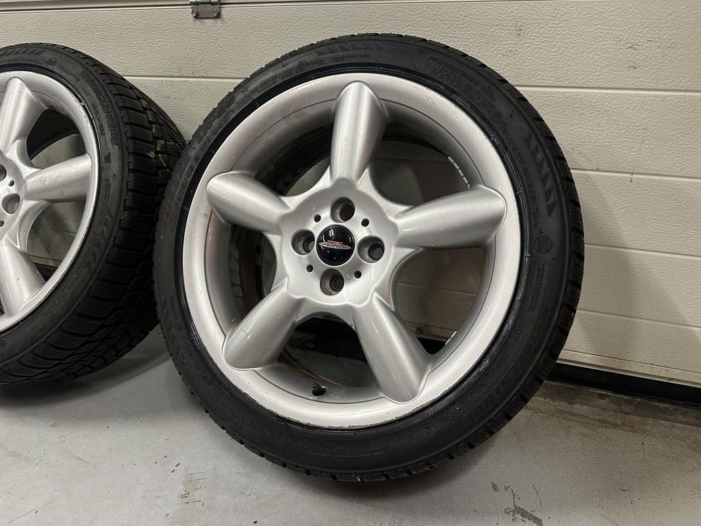 17inch Originele Mini JCW Velgen! A merk winterband! 4x100, Gebruikt, -, -, Banden en Velgen