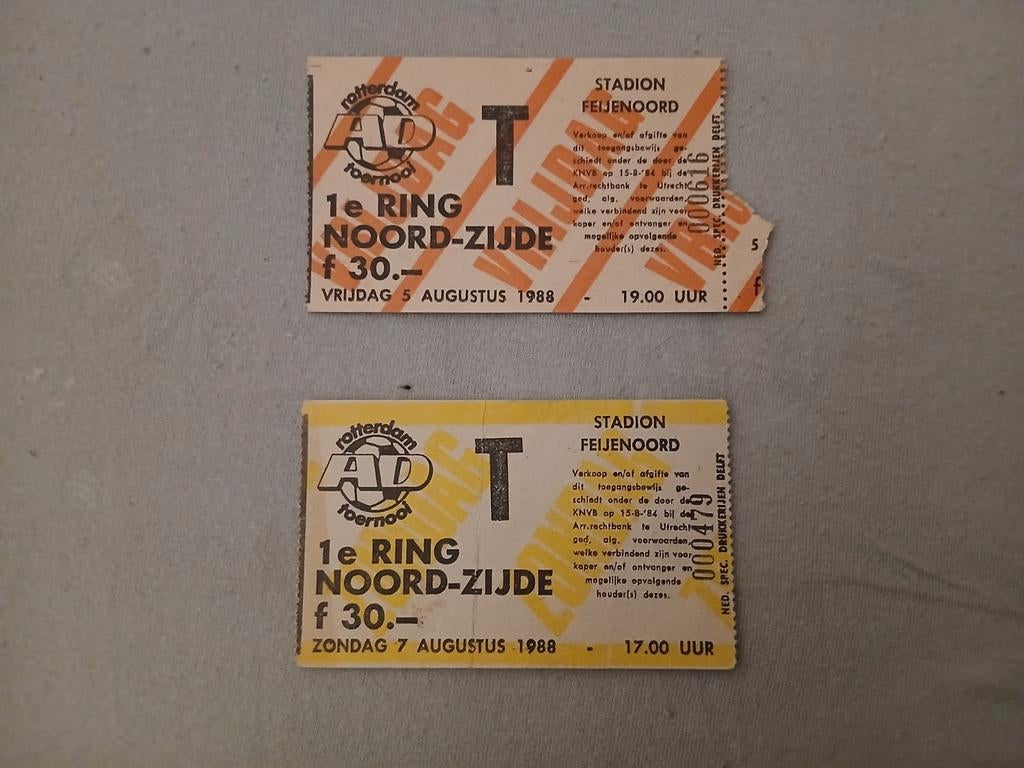 Tickets 88-89 AD toernooi Feyenoord, Ophalen of Verzenden, Feyenoord, Boek of Tijdschrift