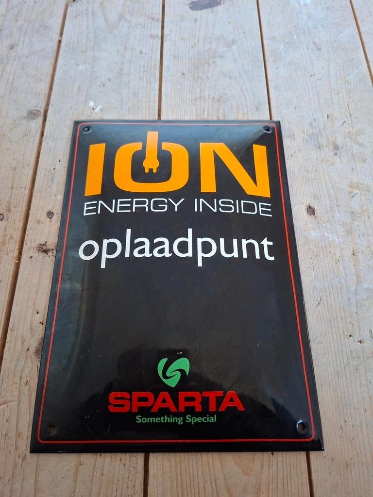 Vintage Sparta ION Oplaadpunt Emaille Reclamebord, Ophalen of Verzenden