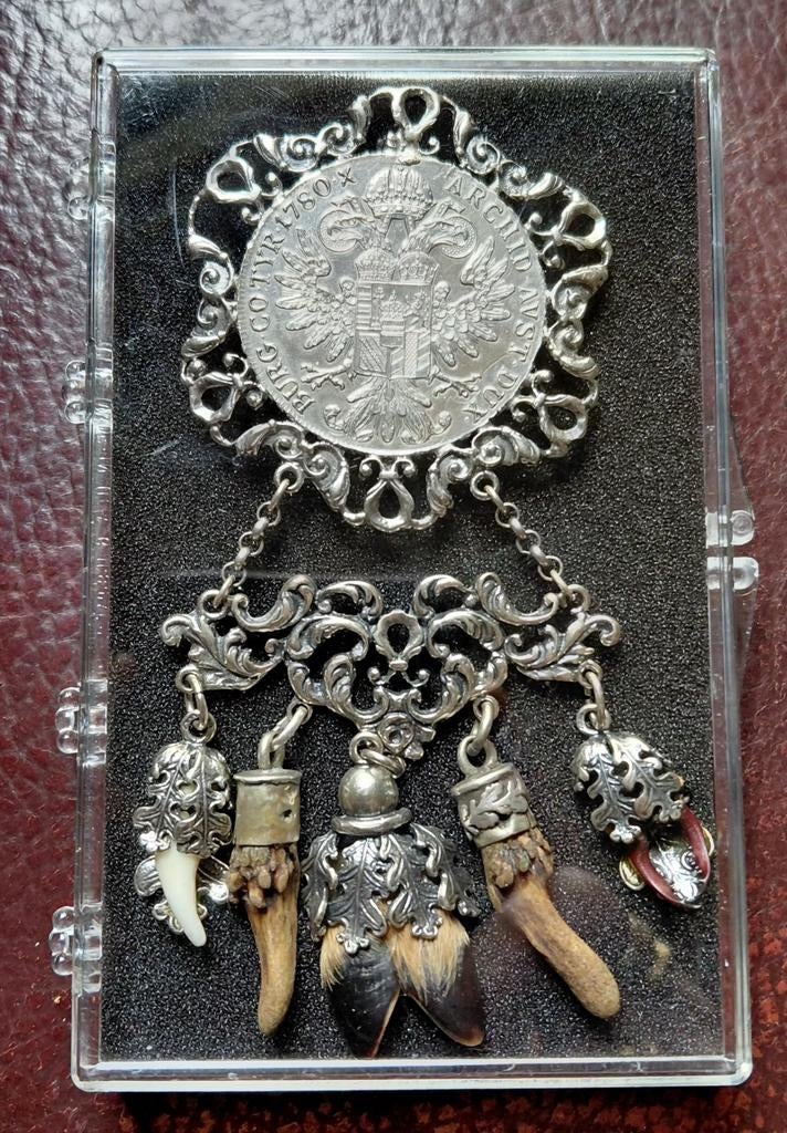 Prachtige antieke zilv. jachtchatelaine/gordelklip uit 1925., Ophalen of Verzenden, Zilver, Buitenland