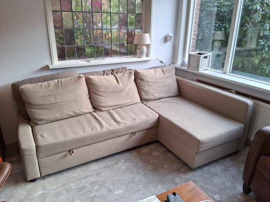 Ikea Friheten hoekbank, slaapbank met opbergruimte, Ophalen, Gebruikt, Tweepersoons, 140 cm