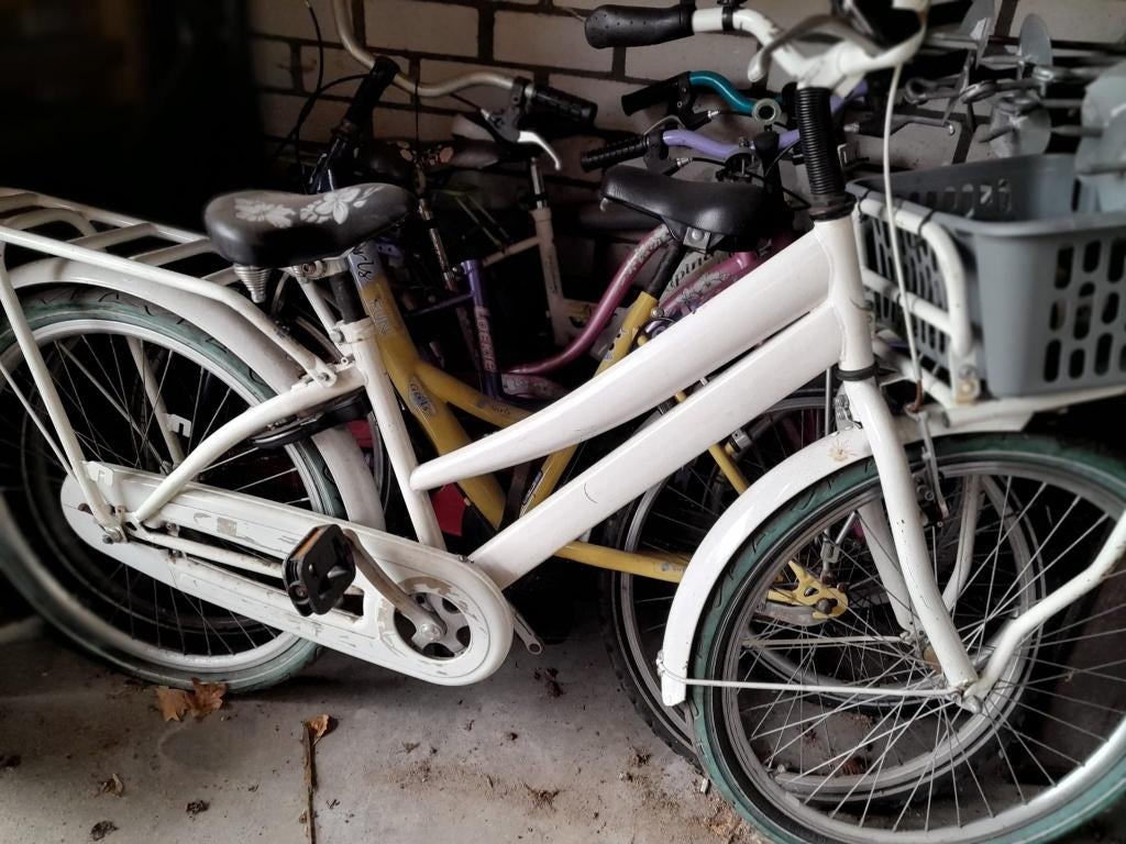 5 kinderfietsen met beetje werk, diverse maten, Ophalen, Gebruikt, Minder dan 16 inch