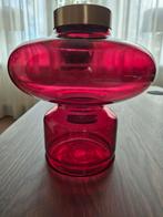 Bordeaux rode glazen vaas met gouden accent, Ophalen, Gebruikt, Glas, Minder dan 50 cm