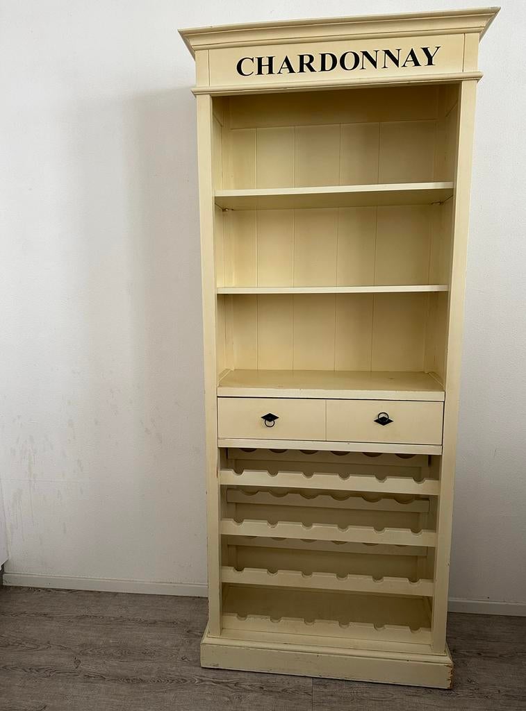 Chardonnay Wijnrek Kast - Crème Hout, Ophalen, Gebruikt, 15 tot 25 flessen, 75 cm of meer