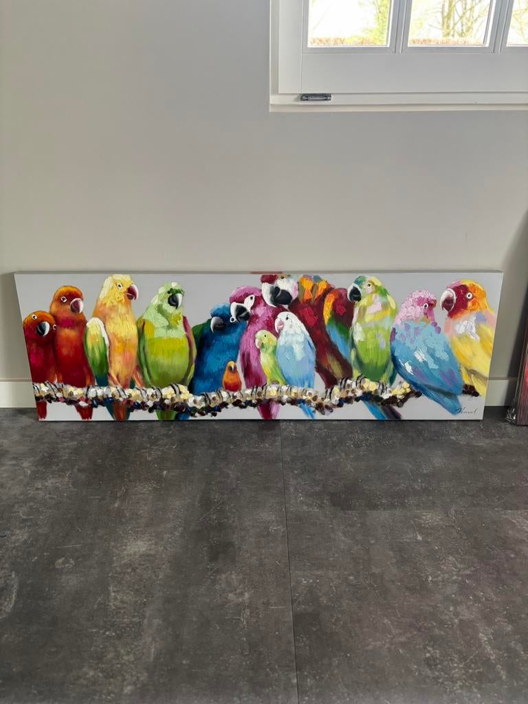 Schilderij papegaaien 50x100, Ophalen
