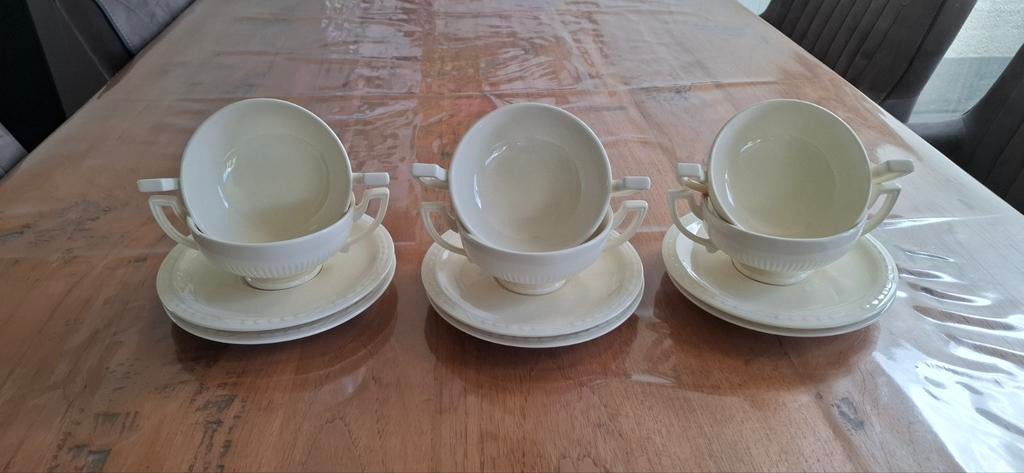 6 soepkommen met schotel recamier, Huis en Inrichting, Ophalen, Gebruikt, Kom(men), Wedgwood