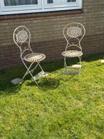 Set van 2 antieke gietijzeren tuinstoelen, inklapbaar, Tuin en Terras, Ophalen, Gebruikt, Metaal, Inklapbaar