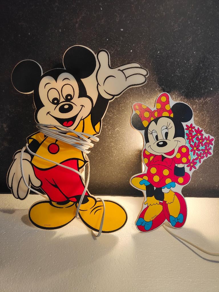 Mickey en Minnie Mouse lampen, Ophalen of Verzenden, Gebruikt, Overige materialen, Disney, Cartoon, Kinderkamer