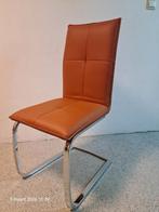 Moderne stoel - Cognac kunstleer met chroom, Huis en Inrichting, Stoelen, Ophalen, Overige kleuren, Zo goed als nieuw, Metaal