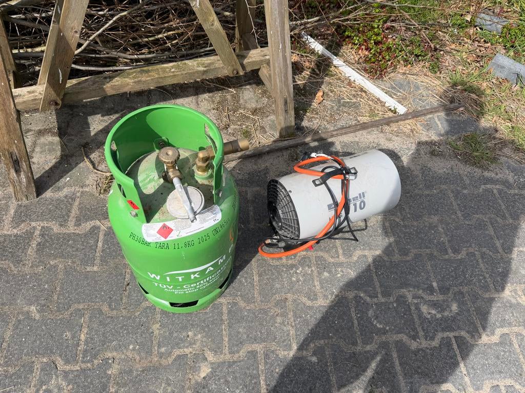 LPG gasfles met Kachel Einhell HGG 110 Heteluchtkanon, Ophalen, Gas, Zo goed als nieuw, Vrijstaand