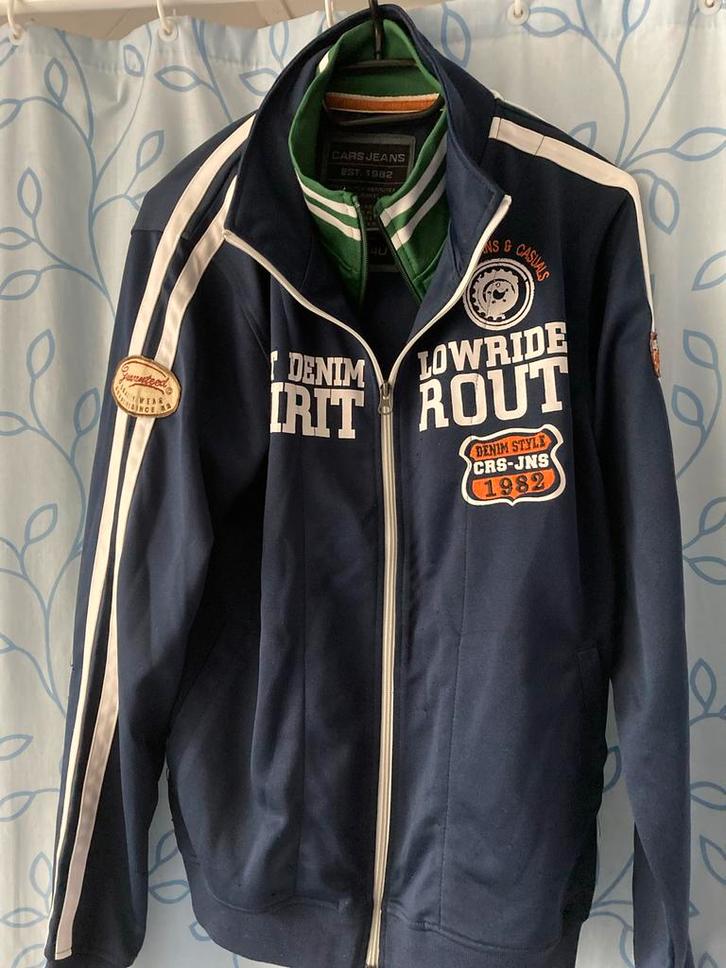 Cars Jeans Heren Trainingsjack Maat L Blauw/Wit, Kleding | Heren, Jassen | Zomer, Gedragen, Maat 52/54 (L), Blauw, Verzenden