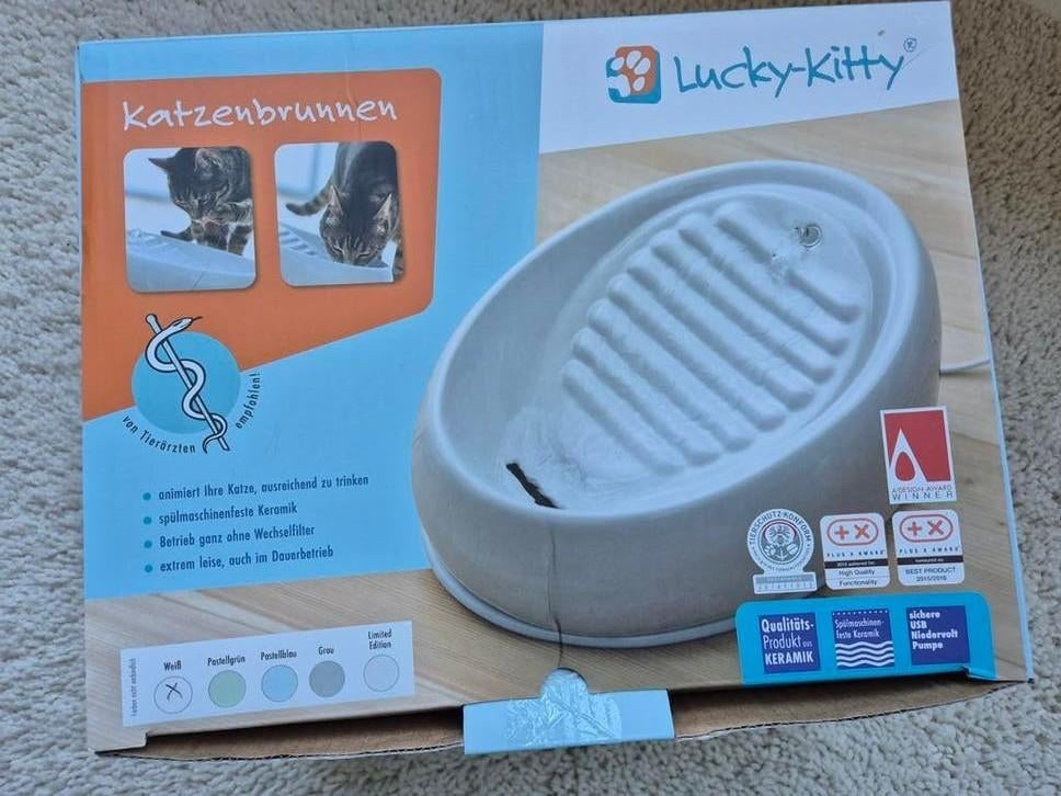 Drinkfontein katten. Keramiek. Lucky-Kitty, Dieren en Toebehoren, Katten-accessoires, Ophalen of Verzenden, Nieuw