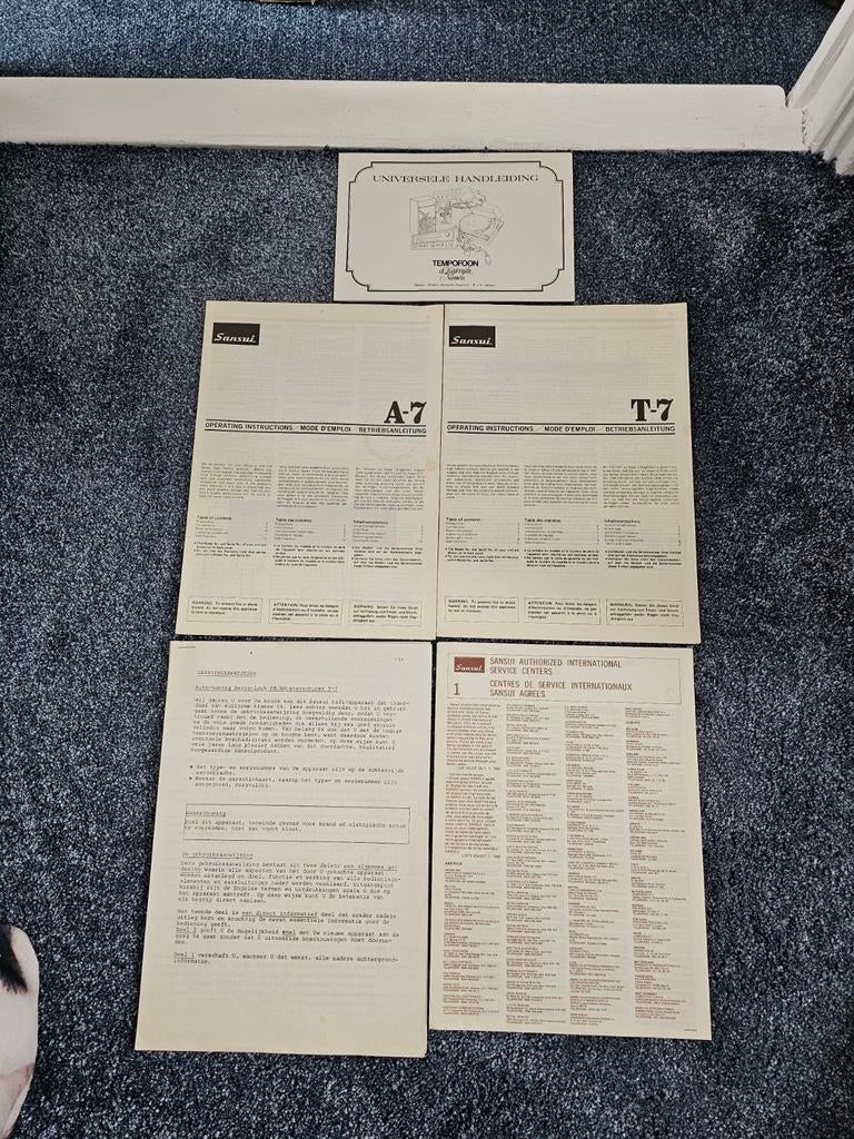Handleidingen Sansui A-7 & T-7, Ophalen of Verzenden, Gebruikt, Overige merken