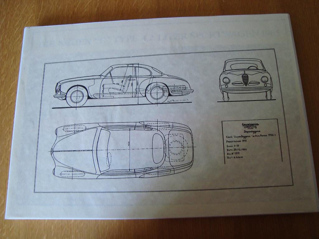 Blauwdruk Alfa Romeo 1900s   1950/ 42-30 cm, Ophalen of Verzenden, Nieuw, Auto's