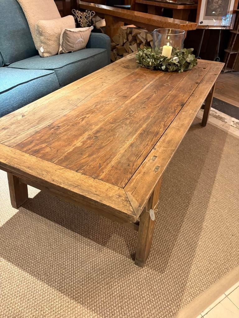 Mooie houten side table, tiek hout salontafel , landelijk, Ophalen, Hoofdstraat 15, 200 cm of meer, 50 tot 100 cm