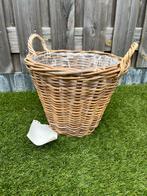Rieten plantenmand met handvatten en plastic binnenvoering, Overige materialen, Gebruikt, Minder dan 60 cm, Rond