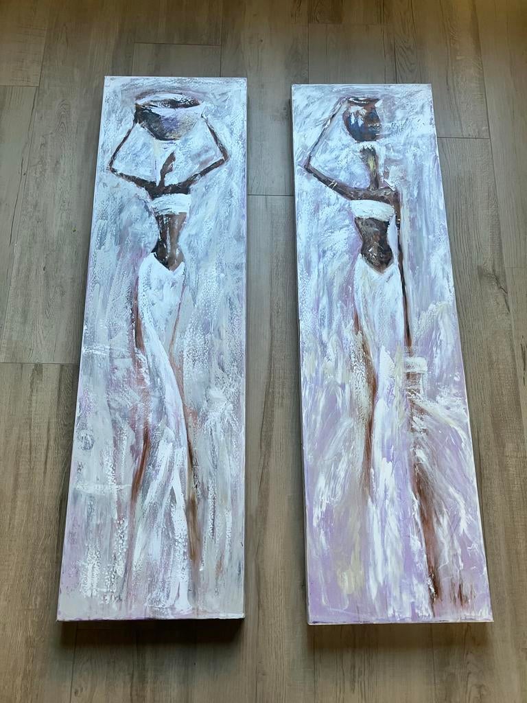 Twee luik schilderijen met Afrikaanse figuren, Ophalen